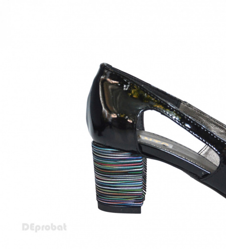 Sandale negre dama din piele naturala toc aplicat 6 cm cod S332 - Img 2