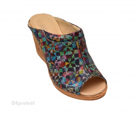 37 - Saboti dama piele naturala Multicolori cu varf decupat cod SB31 - Lichidare Stoc - Img 5