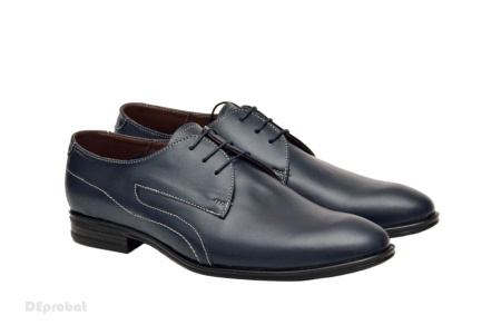 42 - Pantofi barbatesti bleumarin lucrati manual piele naturala cod LSP154BL - Editie de LUX - Lichidare Stoc