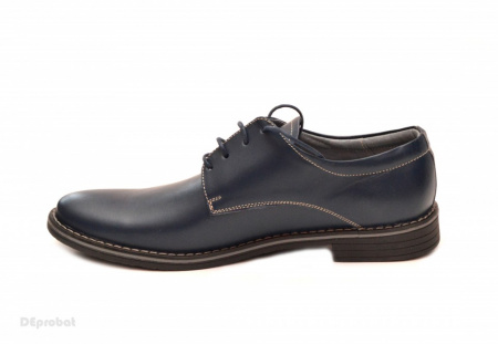 Pantofi barbati piele naturala bleumarin casual-eleganti cu siret cod P69BL - Img 4