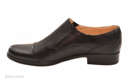 Pantofi barbati piele naturala negri casual-eleganti cu elastic cod P16EL - Img 4