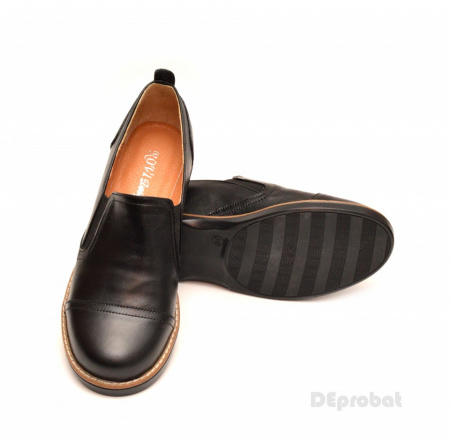 Pantofi dama negri casual-eleganti din piele naturala cu elastic cod P104 - Img 5