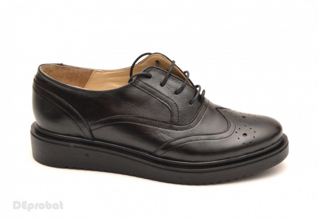 Pantofi dama negri casual-eleganti din piele naturala Oxford Black cod P60 - Img 3