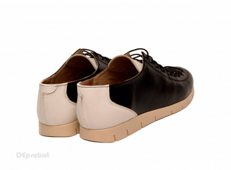 Pantofi dama negri cu alb din piele naturala cod P185 - Img 2