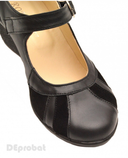 Pantofi dama negri din piele naturala cu platforma cod P40N - Made in Romania - Img 5