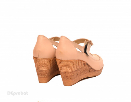 Pantofi dama piele naturala bej cu platforma