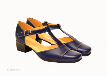 Pantofi dama piele naturala bleumarin cu bareta cod P26BLM