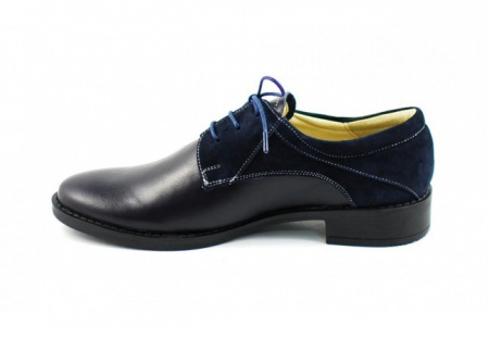 Pantofi dama piele naturala bleumarin cu siret cod P89BL - Made in Romania - Img 4