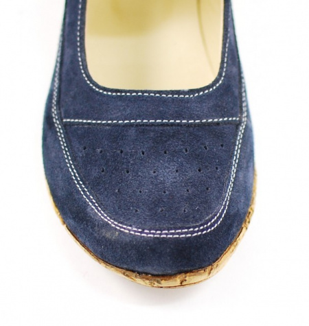 Pantofi dama piele naturala bleumarin velur cu platforma cod P87BLVEL - Made in Romania - Img 6
