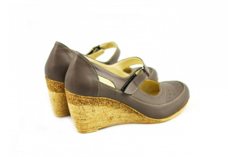Pantofi dama piele naturala gri cu platforma