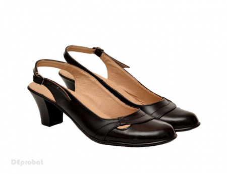 Pantofi dama piele naturala negri cu bareta lucrati manual cod P155