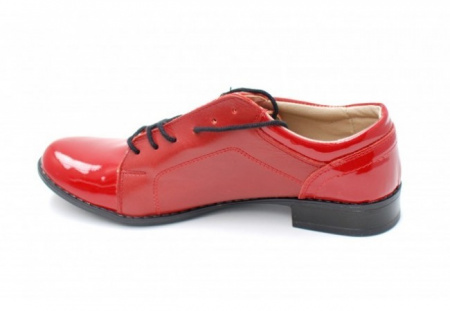 Pantofi dama piele naturala rosii cu siret cod P91 - Img 3