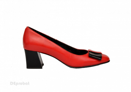 Pantofi dama rosii cu toc aplicat din piele naturala cod P354 - Img 3