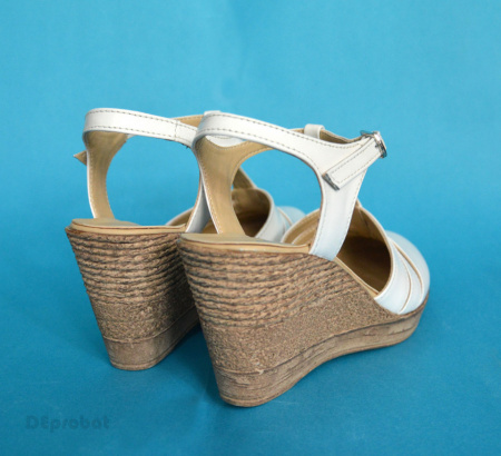 Sandale dama albe cu platforma din piele naturala cod S55ALB - Img 2