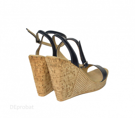 Sandale dama bleumarin cu platforma de 10,5 cm din piele naturala cod S53BLM - Img 2