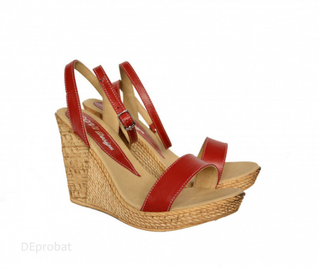 Sandale dama rosii cu platforma de 10,5 cm cm din piele naturala cod S53ROSU