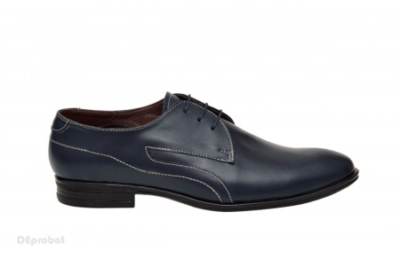 42 - Pantofi barbatesti bleumarin lucrati manual piele naturala cod LSP154BL - Editie de LUX - Lichidare Stoc - Img 2