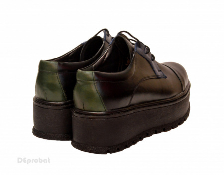 Pantofi dama cu talpa inalta 5,5 cm din piele naturala cod P177 - Img 2