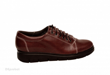 Pantofi dama grena cu siret din piele naturala cod P183GR - Img 4