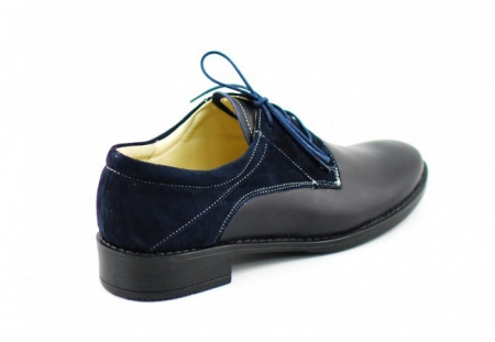 Pantofi dama piele naturala bleumarin cu siret cod P89BL - Made in Romania - Img 5
