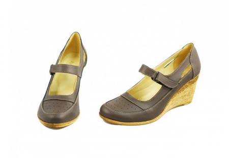 Pantofi dama piele naturala gri cu platforma