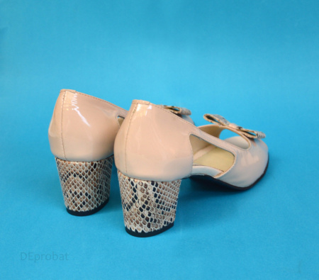 Sandale bej dama din piele naturala toc aplicat 5 cm cod S314 - Img 2