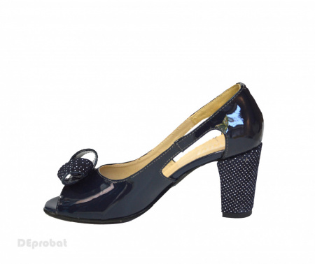 Sandale bleumarin dama din piele naturala toc aplicat 7 cm cod S317 - Img 4