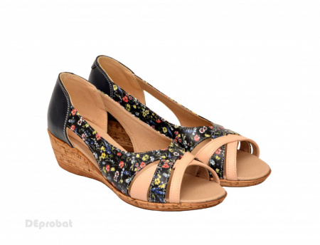 Sandale dama multicolore cu platforma din piele naturala cod S62