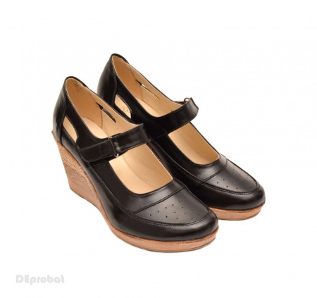38, 39 - Pantofi dama piele naturala negri cu platforma cod P74N - Lichidare Stoc