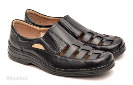 40 - Pantofi barbati piele naturala negri de vara cu elastic cod P20 - LICHIDARE STOC 40