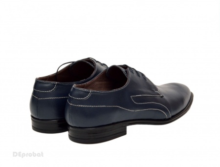 42 - Pantofi barbatesti bleumarin lucrati manual piele naturala cod LSP154BL - Editie de LUX - Lichidare Stoc - Img 3