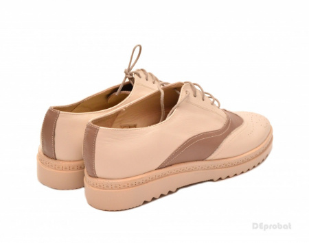 Pantofi dama bej casual-eleganti din piele naturala cod P53 - Img 2