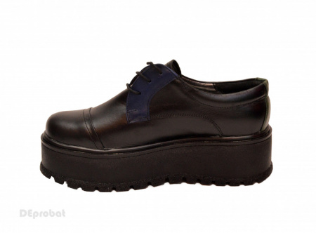 Pantofi dama cu talpa inalta 5,5 cm din piele naturala cod P177 - Img 3