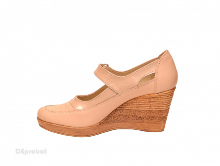 Pantofi dama piele naturala bej cu platforma