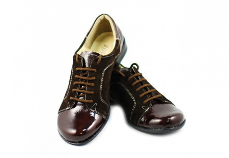 Pantofi dama piele naturala maro cu siret