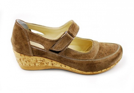 Pantofi dama piele naturala maro velur cu platforma cod P87MVEL - Made in Romania - Img 3