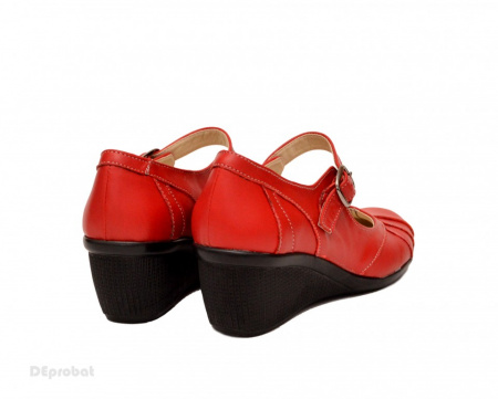Pantofi dama rosii din piele naturala cu platforma cod P156R - Made in Romania - Img 2