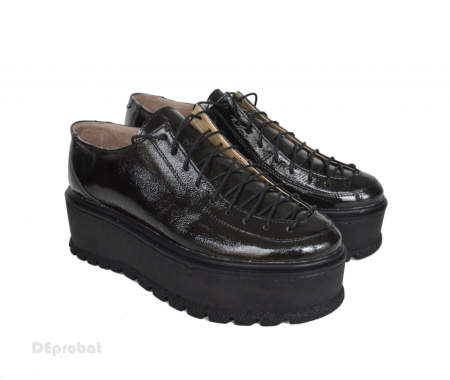 Pantofi negri lacuiti dama cu talpa inalta 5,5 cm