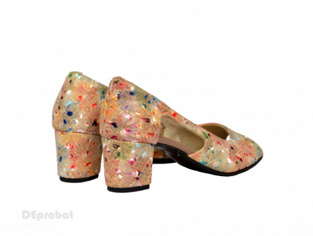 Sandale multicolore dama din piele naturala toc 5 cm cod S301 - Img 2