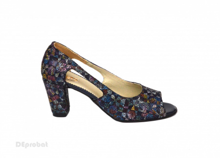 Sandale multicolore dama din piele naturala toc 7,5 cm cod S308 - Img 3