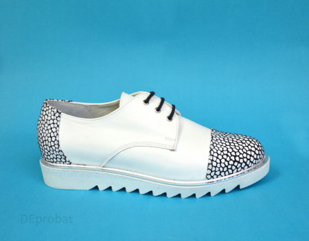 Pantofi albi dama casual din piele naturala cod P366 - Img 3