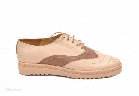 Pantofi dama bej casual-eleganti din piele naturala cod P53 - Img 3