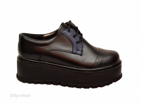 Pantofi dama cu talpa inalta 5,5 cm din piele naturala cod P177 - Img 4