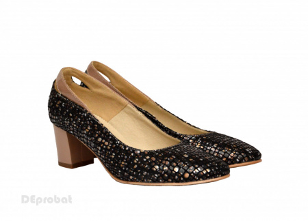 Pantofi dama eleganti cu toc imbracat in piele naturala cod P342