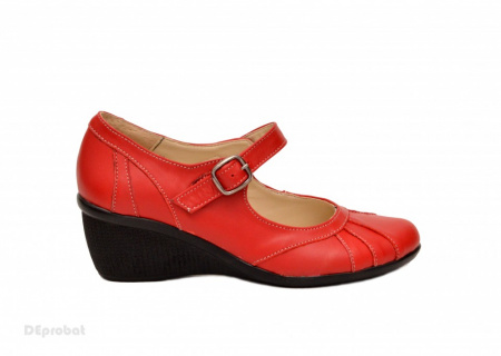 Pantofi dama rosii din piele naturala cu platforma cod P156R - Made in Romania - Img 3