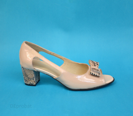 Sandale bej dama din piele naturala toc aplicat 5 cm cod S314 - Img 3
