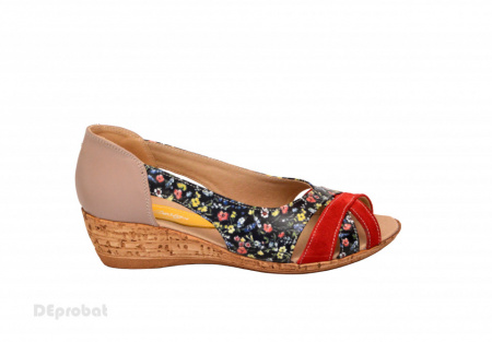 Sandale dama multicolore cu platforma din piele naturala