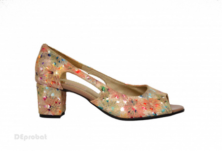 Sandale multicolore dama din piele naturala toc 5 cm cod S301 - Img 3