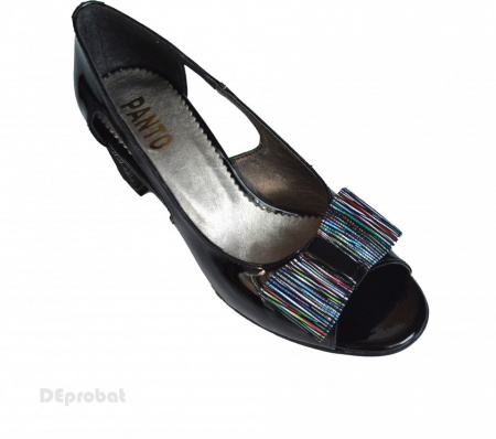 Sandale negre dama din piele naturala toc aplicat 6 cm cod S332 - Img 5