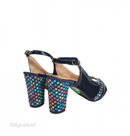 Sandale negre dama din piele naturala toc aplicat 8 cm cod S330 - Img 3